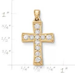 Plain Latin Cross Pendant With Diamonds -Fashion Accessories CM 2229 774810 rul