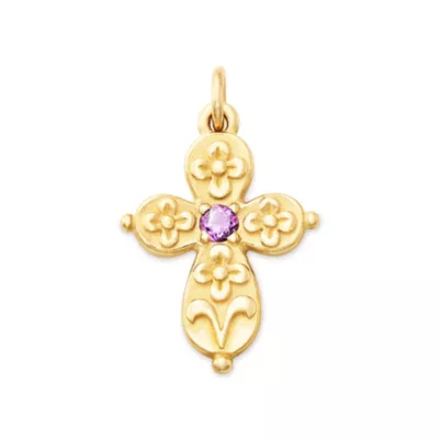 Floret Gemstone Cross Charm 3 Floret Gemstone Cross Charm