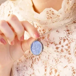 Sculpted Bluebonnet Layered Gemstone Pendant -Fashion Accessories CM 5970 763615 IGC