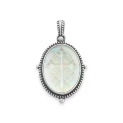 Sculpted Les Fleurs Cross Layered Gemstone Pendant