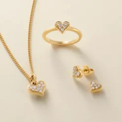 Delicate Pave Diamond Heart Pendant -Fashion Accessories DelicatePaveHeart col
