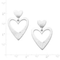 Hammered Double Heart Drop Earrings -Fashion Accessories EP 1901 968929 rul